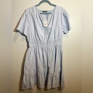 Pretty Garden Light Blue Women's Short Sleeve Smocked Waist Dress